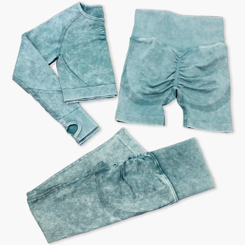 2023 Seamless Gym Set Push Up Fitness Leggings Workout Crop Top Women 1/2 Piece Set Outfit Tights Pants Yoga Suit Sports Clothes