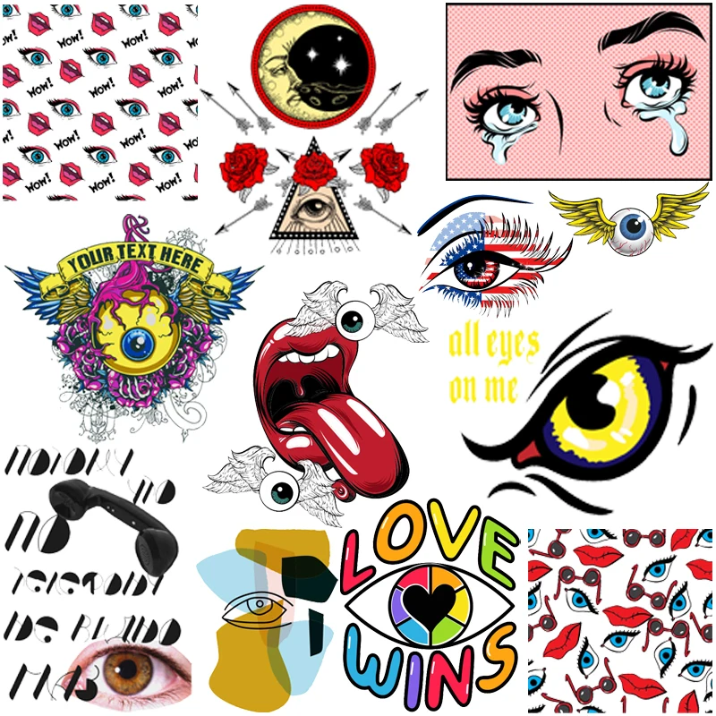 

Angel Wings Evil Eye Patches for Clothing Stickers Lips Big Eyes Iron on Transfers Patch Thermo Stickers on Clothes Appliques