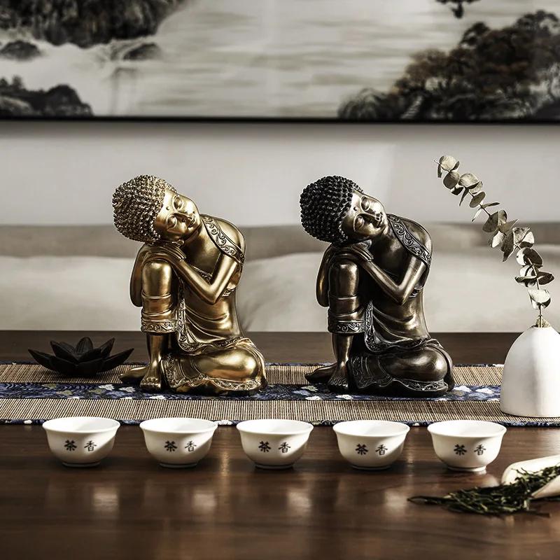 

Eason Southeast Asian Religious Style Decor Crafts Resin Tilted Head Buddha Sleeping Buddha Ornaments Home Porch Decoration Gift
