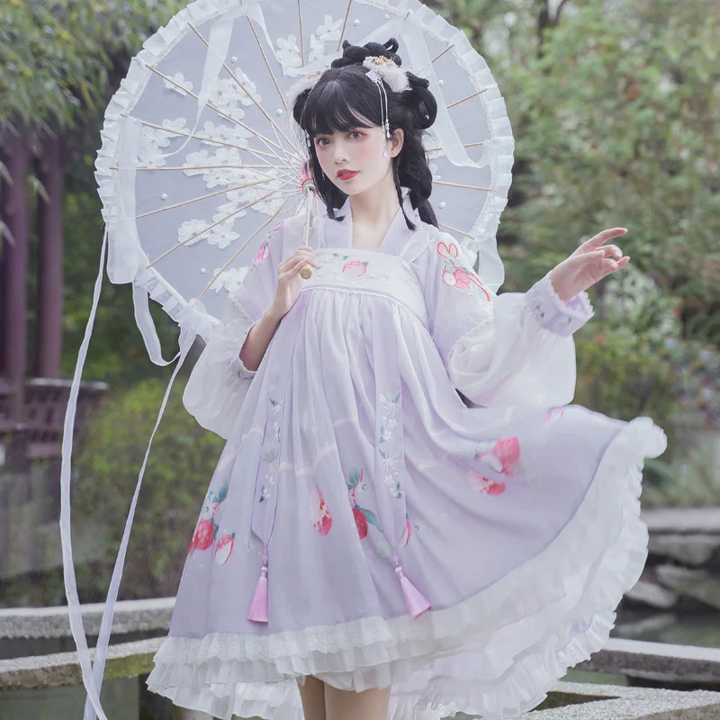 

Lady New Arrival Original Chinese Style Embroidery Tassel Hanfu Dress Women Oriental Traditional Fairy Three Piece Suit Skirt
