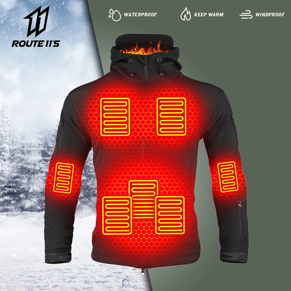 Heated Jacket Winter Windproof Motorcycle Jacket Heated Clothing Waterproof Fishing Clothing Men Tactical Jacket Thermal Coat