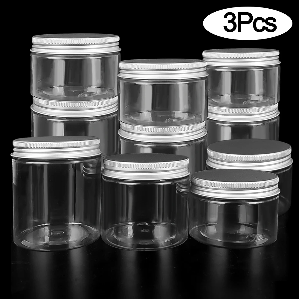 

Transparent Jars Oil Wax Plastic Jar Aluminum Cover Container Loose Beads Storage Bottles Honey Food Sample Bottles Kitchen Jar