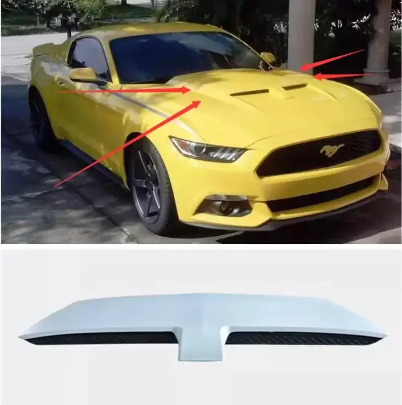 

For Ford Mustang 2015-2017 High Quality ABS Primer & Carbon Fiber Front Bumper Engine Hood Splitters Vent Cover Decorative