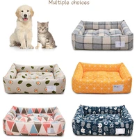 square lattice dog cat bed detachable washable pet nest double sided usable cotton pad sleeping bag for big small cat