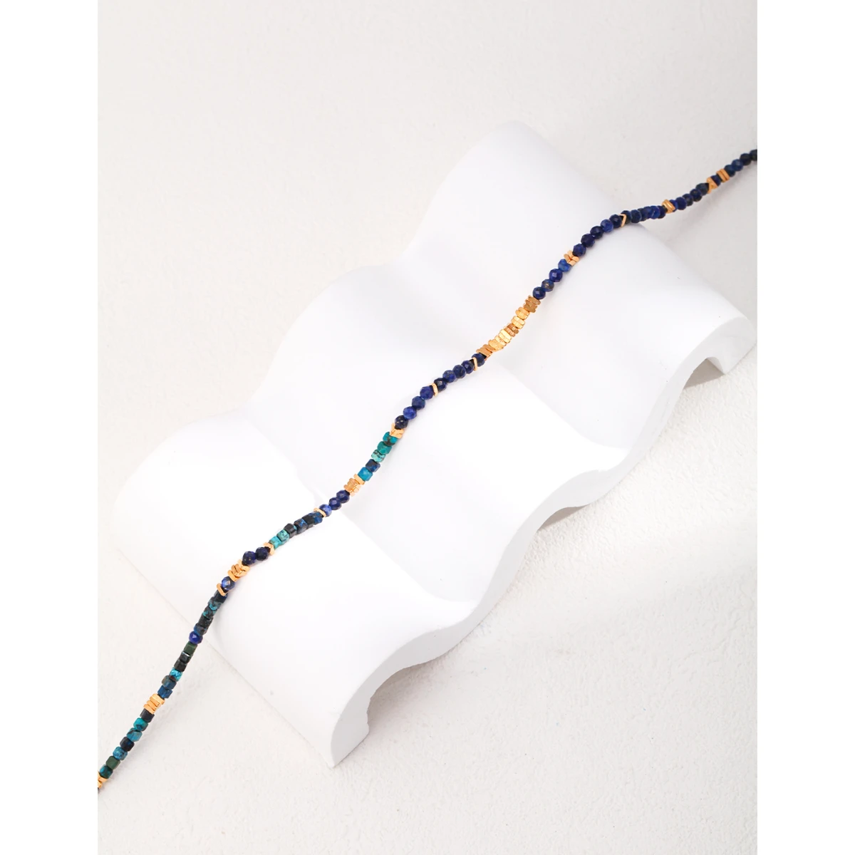 Ожерелье из серебра S925 пробы с покрытием 18-каратного золота | лазурита длина 38 + 6