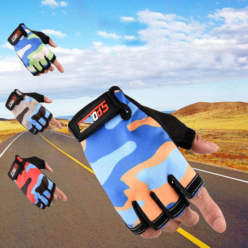 Gloves Kids Half Finger Elastic Non-slip Gloves Outdoor Bicy