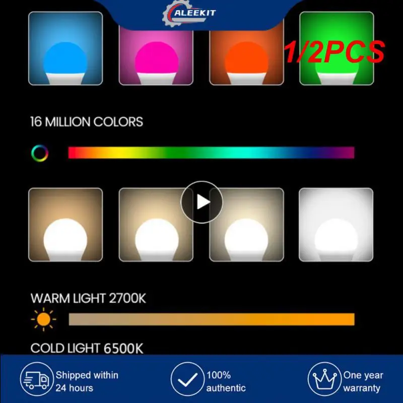 

1/2PCS Tuya Wifi/ Smart Bulb Alexa Led Lamp E27 RGB Smart Light Bulbs 110V 220V Smart Lamps For Assisatnt Smart