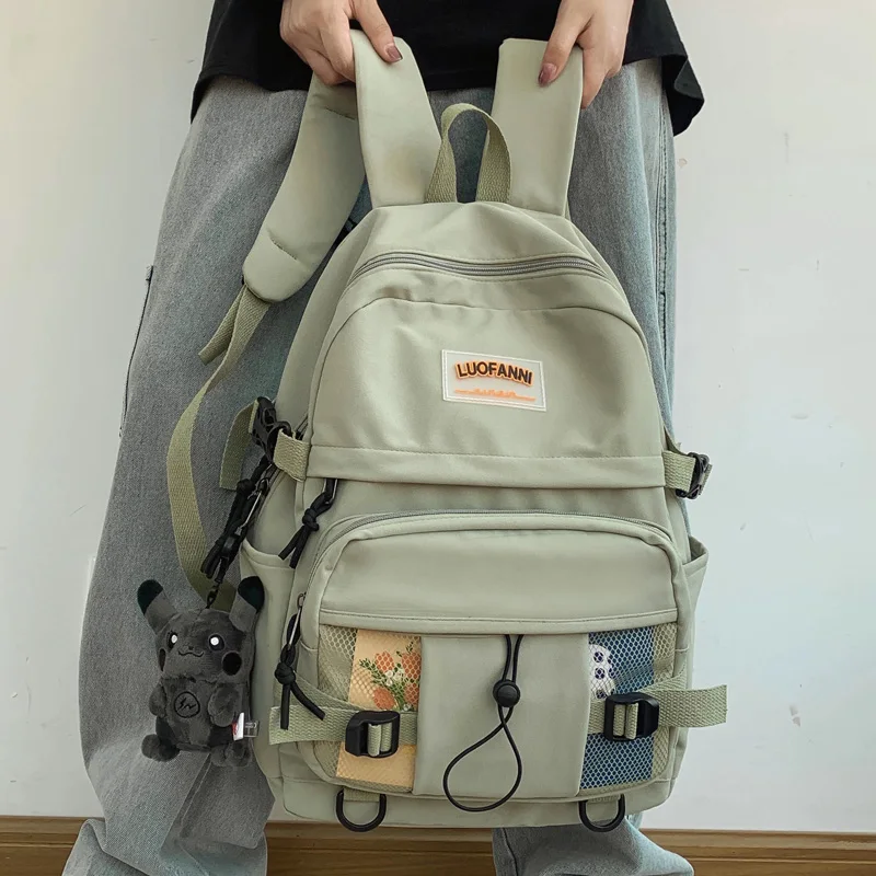 

Korean 2000s Waterproof Women Backpack Harajuku Vintage Zip up large capacity Y2K schoolbag for teenage girl Female Travel Bags