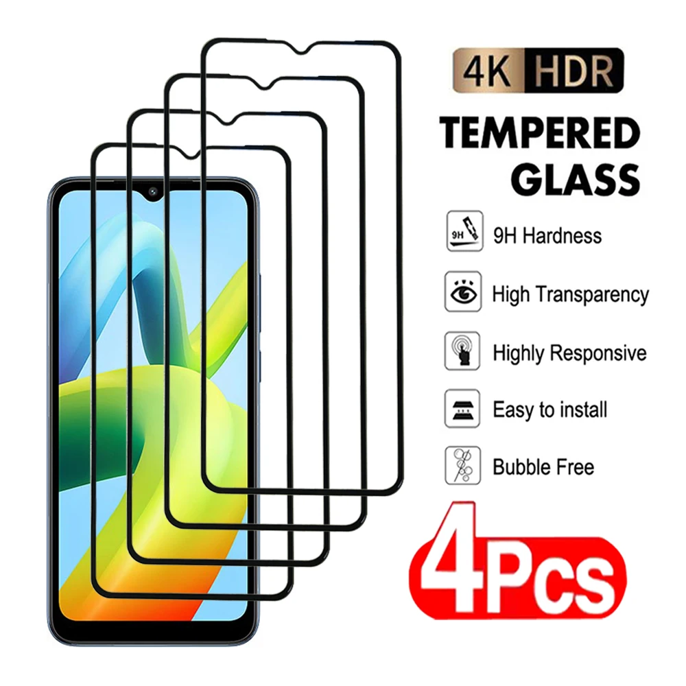 4 шт. прозрачное закаленное стекло для Xiaomi Mi POCO F3 F4 F5 GT Pro C50 C51 C55 C65 Защитная пленка