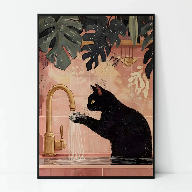 

Винтажный постер с котом на холсте