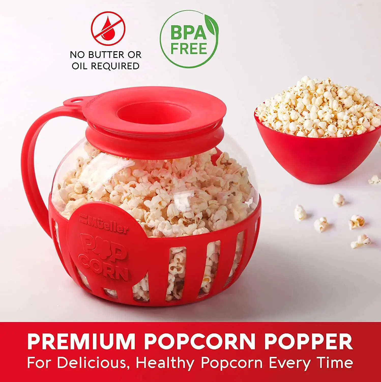 

Microwave Popcorn Popper Popcorn Bucket Microwave Bowls Mini Machine Safe Borosilicate Glass 3-in-1 Silicone Lid Popcorn Makers