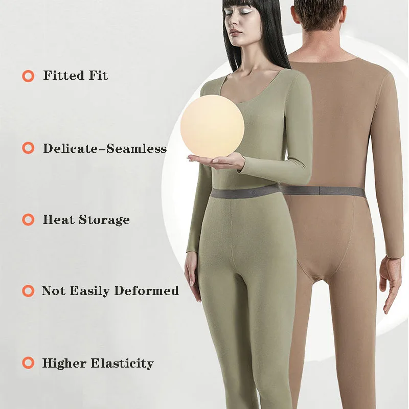 Winter Men Women Thermal Underwear Sets Unisex Warm High Elasticity Seamless Intimates Long Johns 2Piece Sets Lady Lingerie Suit