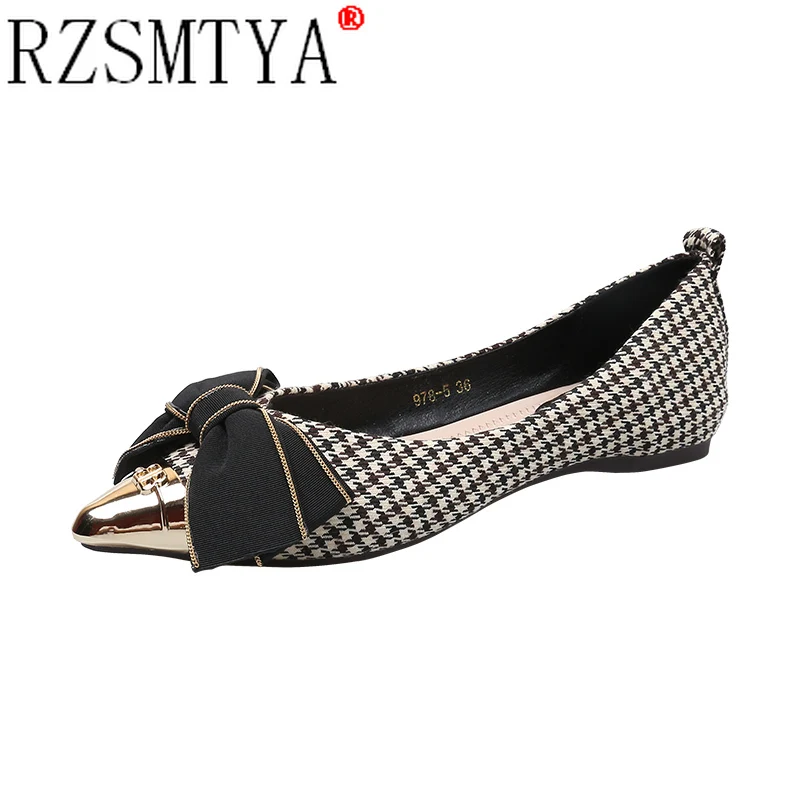 

Thousand Bird Grid Metal Point Single Shoes for Women 2022 New Small Fragrance Bow Four Seasons Versatile Shallow Women's Shoes
