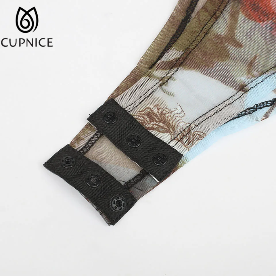 Весенняя прозрачная сетчатая женская рубашка CUPNICE с принтом повседневный Модный