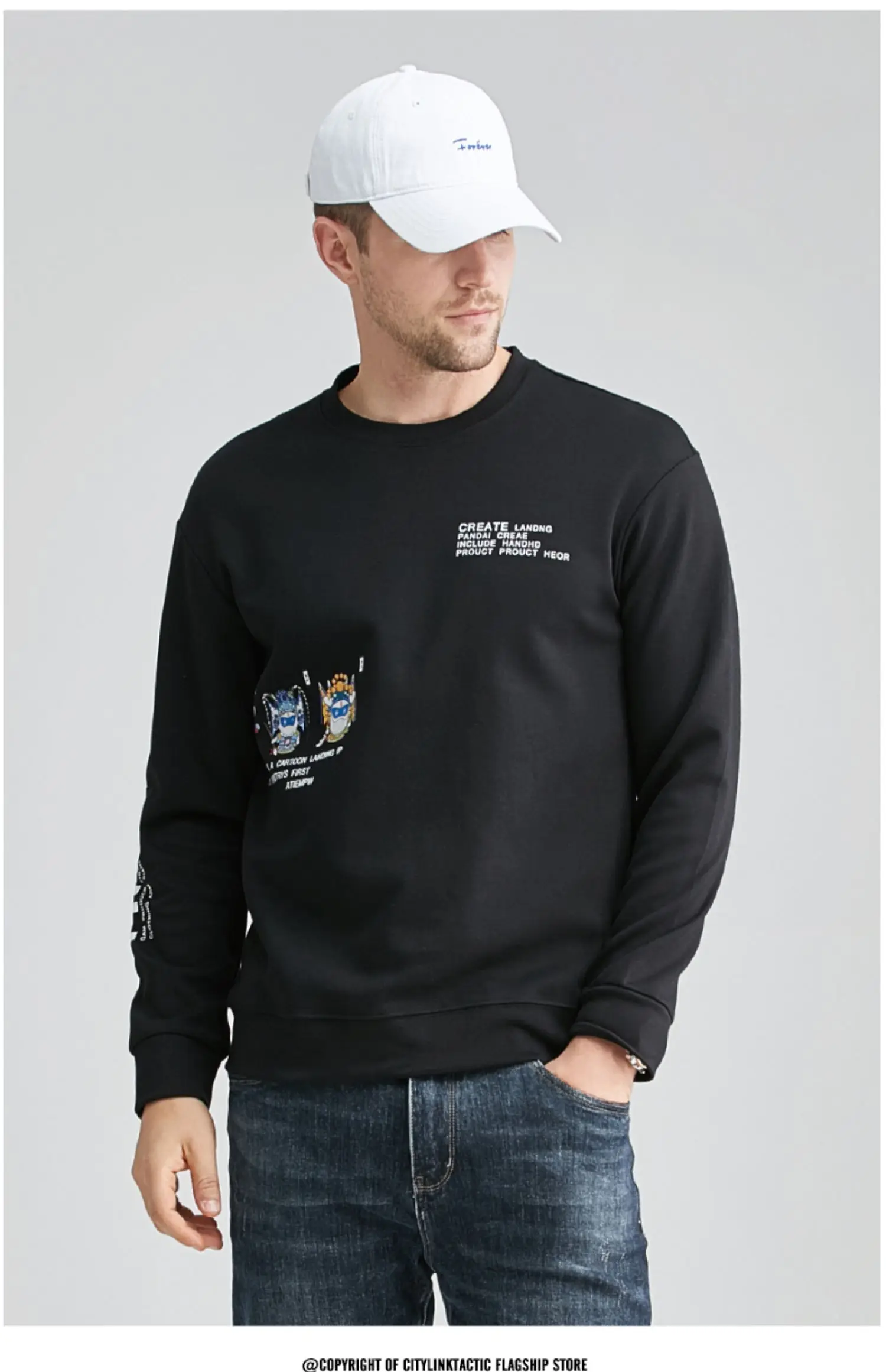 

2312 2022 Autumn National Chao Peking Opera Facebook print casual loose round neck sweatshirts