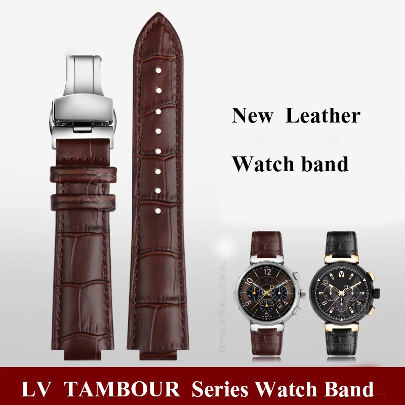 

NEW For LV Watch Raised Mouth For Louis Vuitton Tambour Series Q1121 Q114k Dedicated Watchbands Men Women Genuine Leather Strap