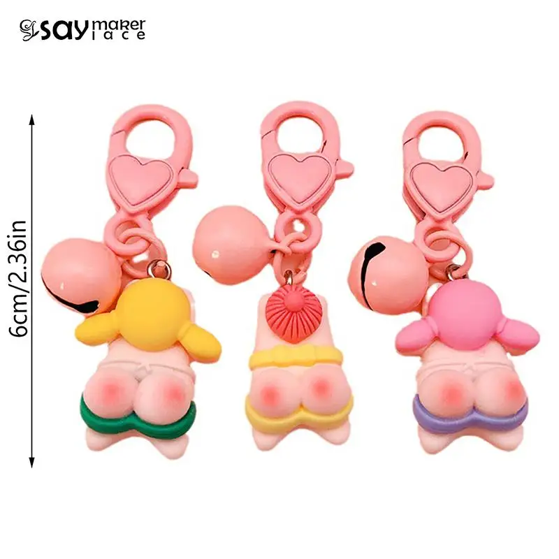 

1PCS Peach Butt Swimsuit Girl Keychain Creative Couple Gift Cartoon Bag Pendant Accessories
