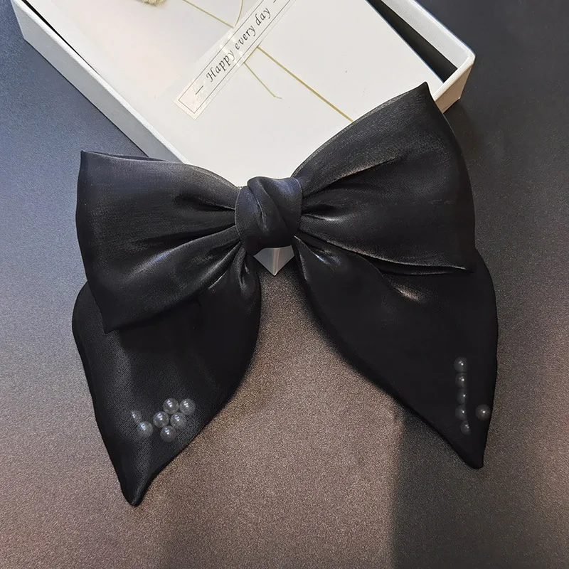 Модная новая жемчужная заколка Lystrfac с большим бантом зажим на верхнюю часть