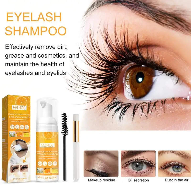 

60ml Eyelash Makeup Cleansing Foam Lash Shampoo Lash Extensions Cleanser With Well-Designed Bottle Eyelash Wash For Salon Home