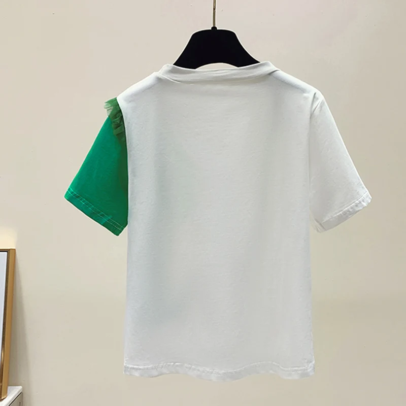 Модная Асимметричная блузка с оборками и круглым вырезом женская одежда Новинка