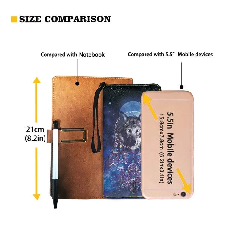 Belidome Dreamcatcher Wolf Brand Design Women Zip Around Organizer Wallet Leather Card Holder Clutch Long Purse Wristlet Handbag