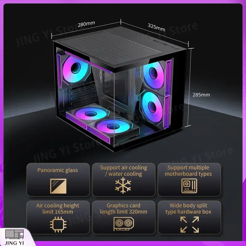 Корпус для игрового ПК ATX с RGB-подсветкой, компьютерный корпус-башня, настольный корпус с вентилятором, высокопроизводительный корпус Mid-Tower для самостоятельной сборки (art.: 3920dc6fa3610) - 3920dc6fa3610