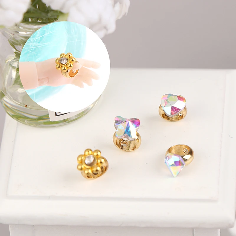 

1:6 миниатюрное кольцо с бриллиантами для кукольного домика в форме сердца подсолнуха цветка бабочки ювелирное изделие Кукольное украшение детский игровой домик игрушка