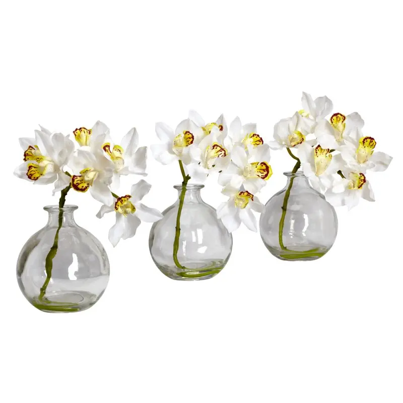

Charming and Elegant White Artificial Flowers in Vase (Set of 3), Perfect for Home Decor and Office Decoration