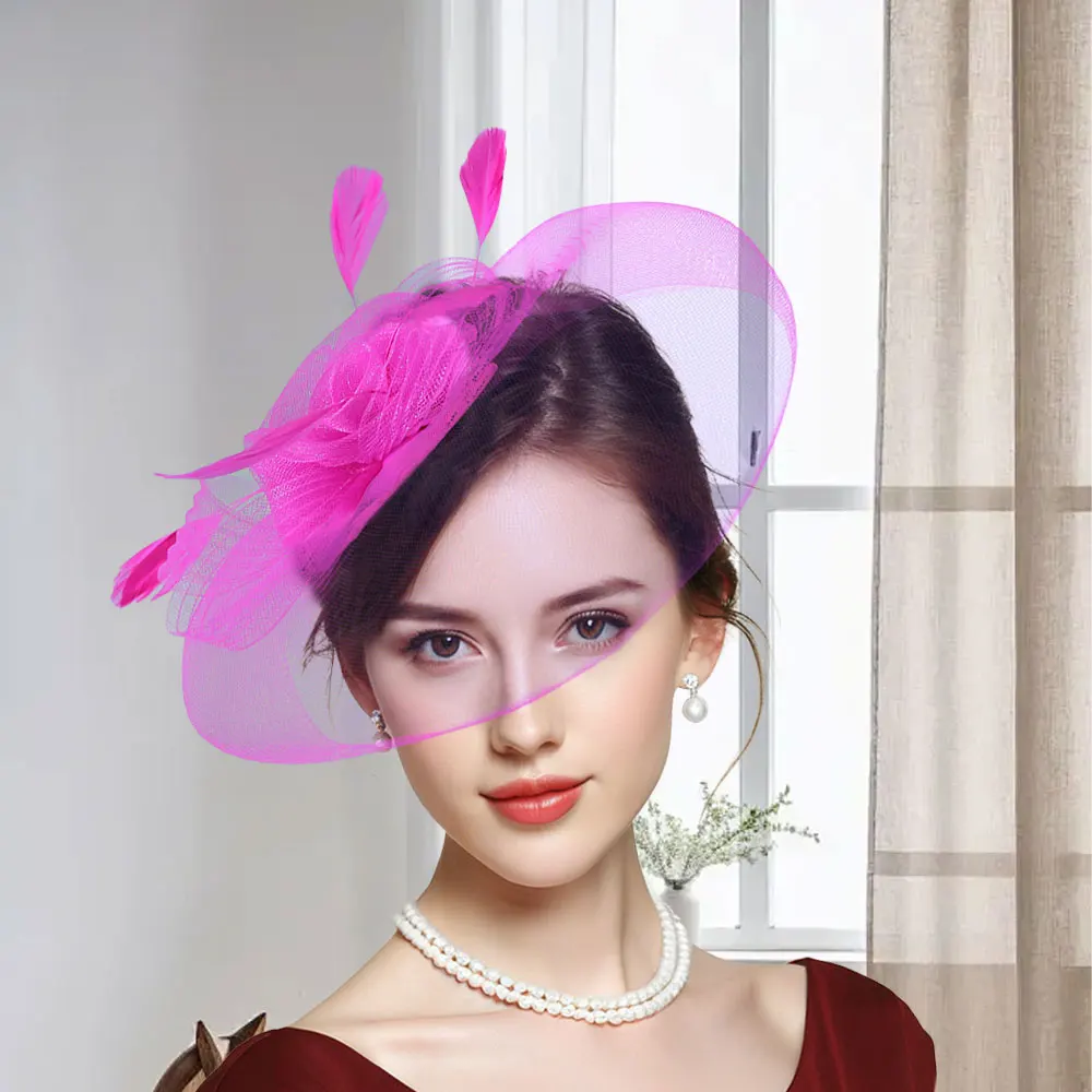 Women's Christmas and New Year Party Top Hat Bridal Wedding Headflower Accessories Hair