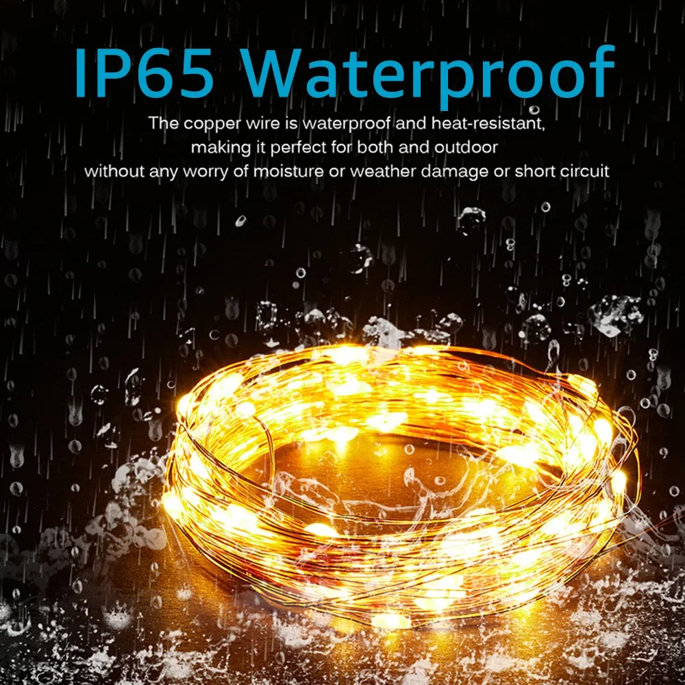 USB светодиодные сказочные гирлянды из медной проволоки водонепроницаемая