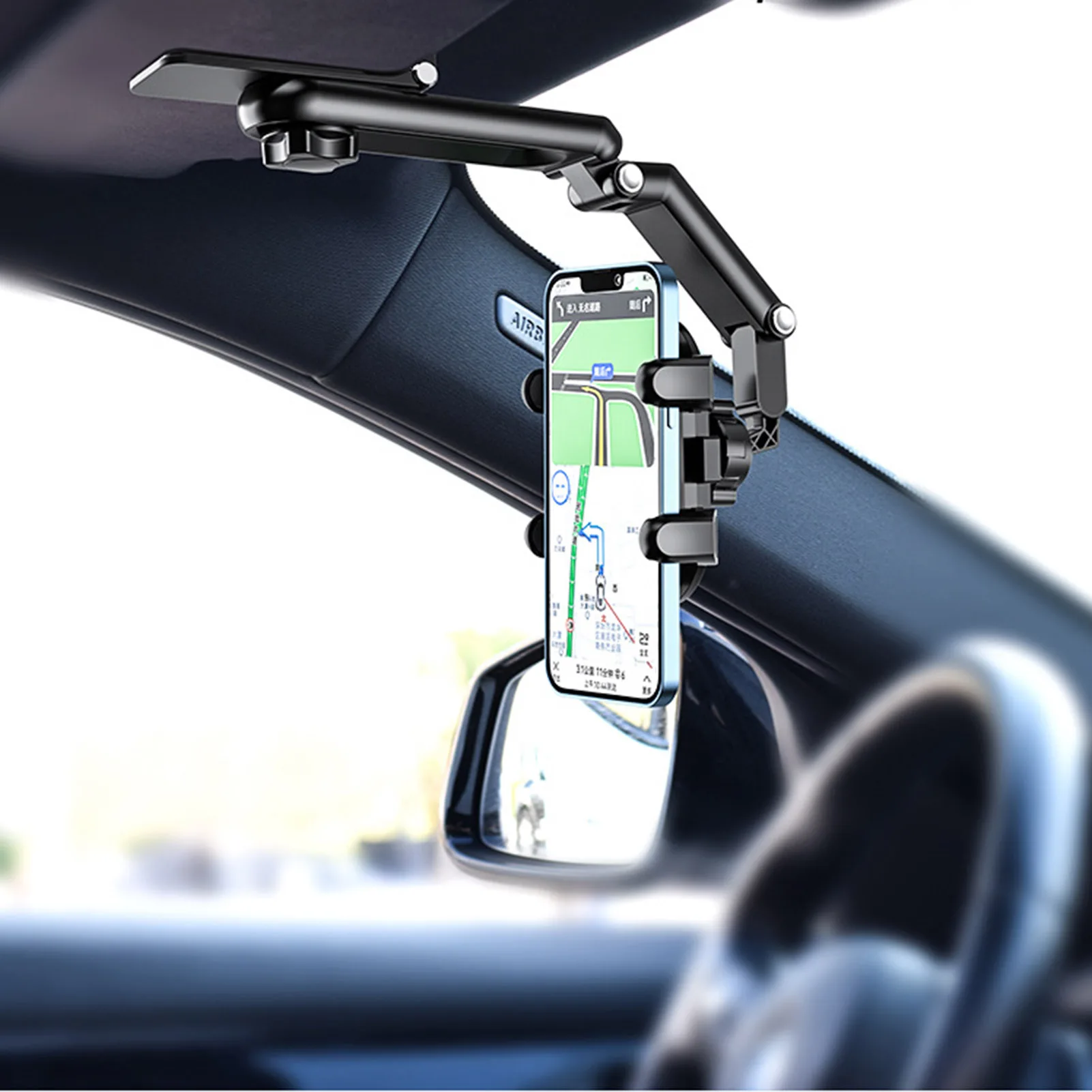 

Sun Visor Phone Holder For Car 1080 Degree Car Rotating Phone Bracket Multi-Functional Rearview Mirror Mobile Phone Car Bracket