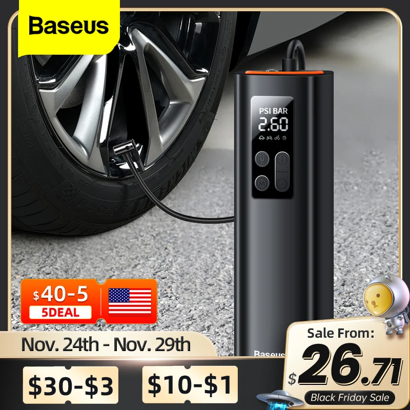 Baseus Mini Car Air Compressor 12V 150PSI Portable Car Tire Inflator Smart Digital Inflatable Pump For Car Bicycle Boat Air Pump