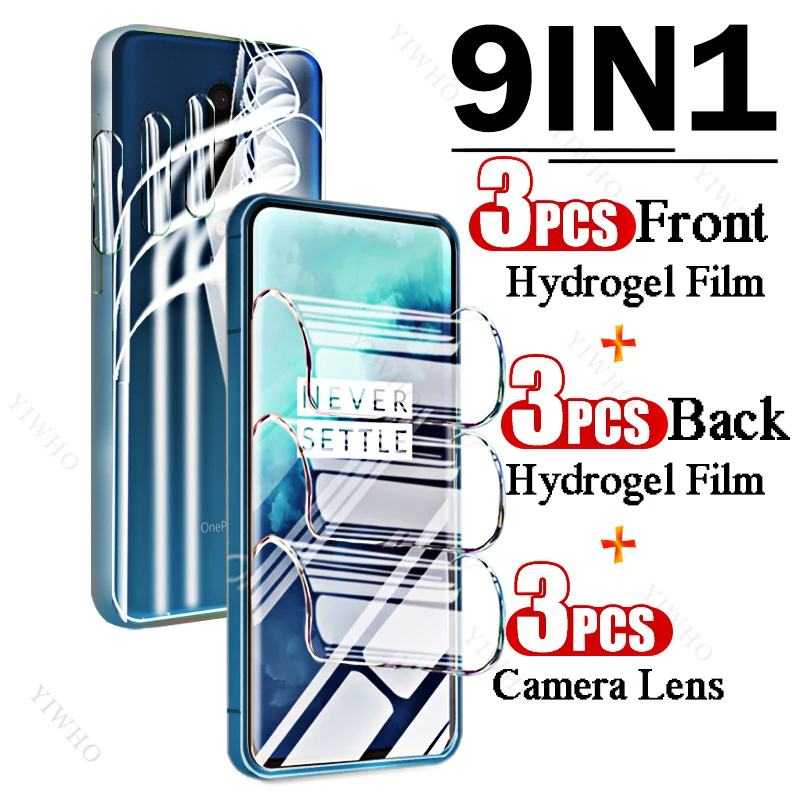 

9in1 Full Covers Front Back Hydrogel Film for OnePlus 7T Pro 6.67" Fingerprint Screen Protectors for OnePlus 7 T Pro Camera Lens
