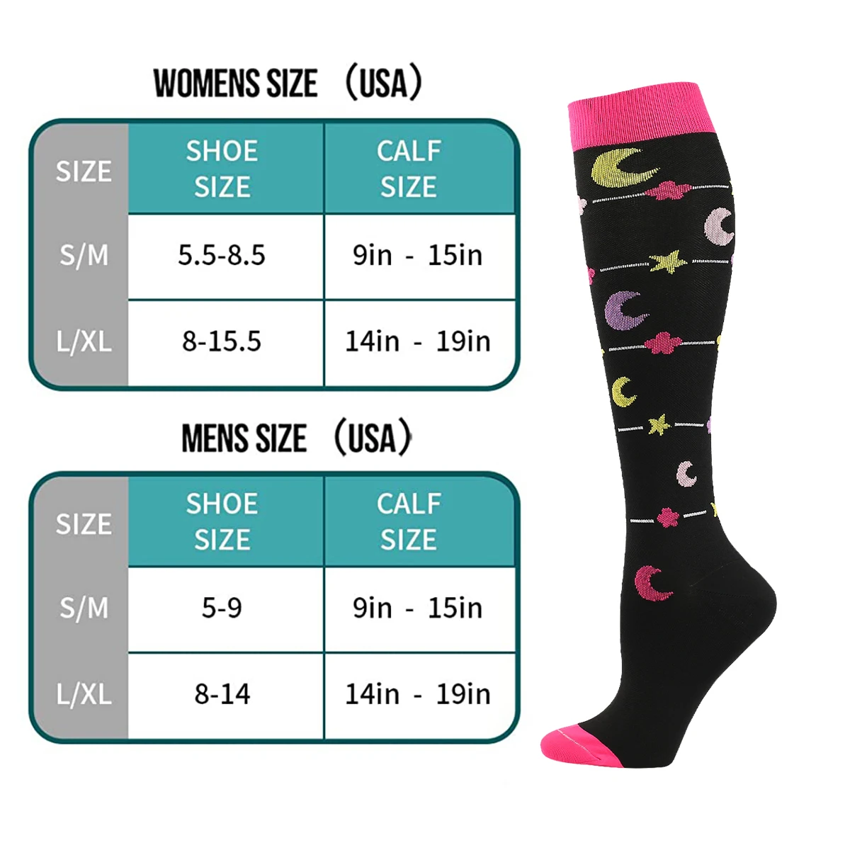 Latest Cycling Nylon Compression Socks Nurse Men's Running Varicose Veins Diabetes Marathon Men's Socks Outdoor Sports Socks