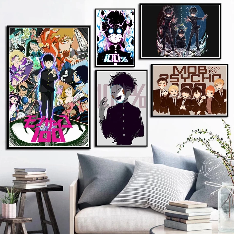 

HD Printed Painting Home Decor Canvas Anime Figure Mob Psycho 100 Posters Modular Pictures Modern Living Room No Frame Wall Art