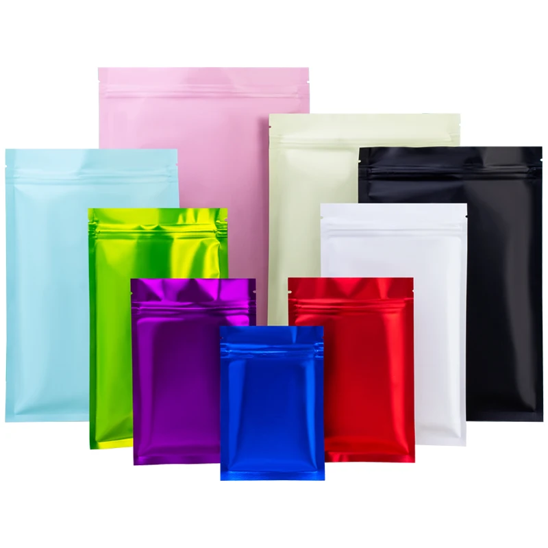 

100pcs Matte Colors Aluminum Foil Packaging Bag Biscuit Snack Food Storage Thicken Self Sealing Moisture Proof Ziplock Bags