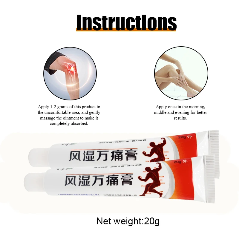 

3pcs 20g Chinese Medicine Pain Relieving Ointment Spondylosis Rheumatoid Arthritis Analgesics Cream Lumbar Spine Pain Dressing