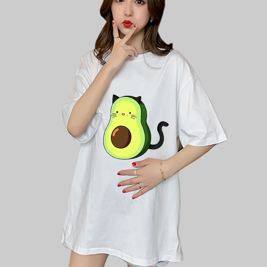 

Модная индивидуализированная Футболка для беременных девушек с коротким рукавом для беременных рубашка для мам одежда авокадо забавная Ми...