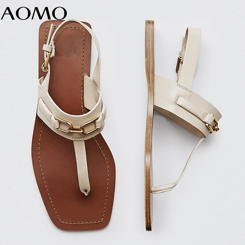 

AOMO Indie Folk Vintage Genuine Leather Fashion Gold Buckle Summer Roma Sandals Women Shoes Woman Women Shoes Women Sandals AZH7