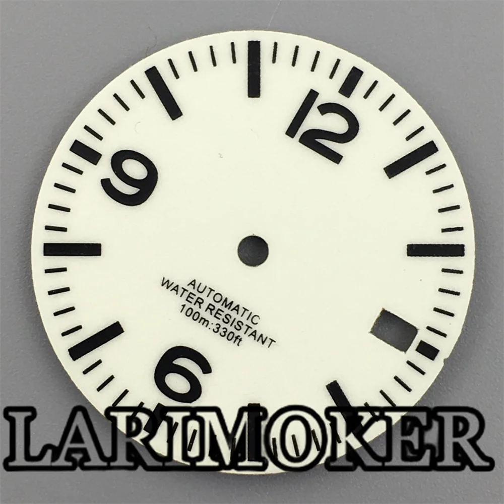 Светящийся циферблат для часов LARIMOKER черный и белый цвета 29 мм подходит NH35 NH36 ETA2824
