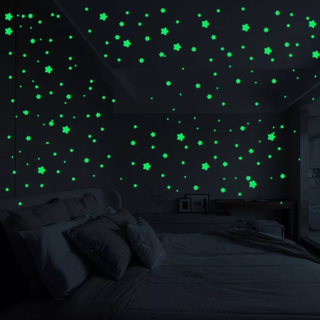 

127pc/1 Set 3d Stars Glow In The Dark Luminous On Wall Stickers For Kids Room Living Room Fluorescent Wall Decal Home Decoration