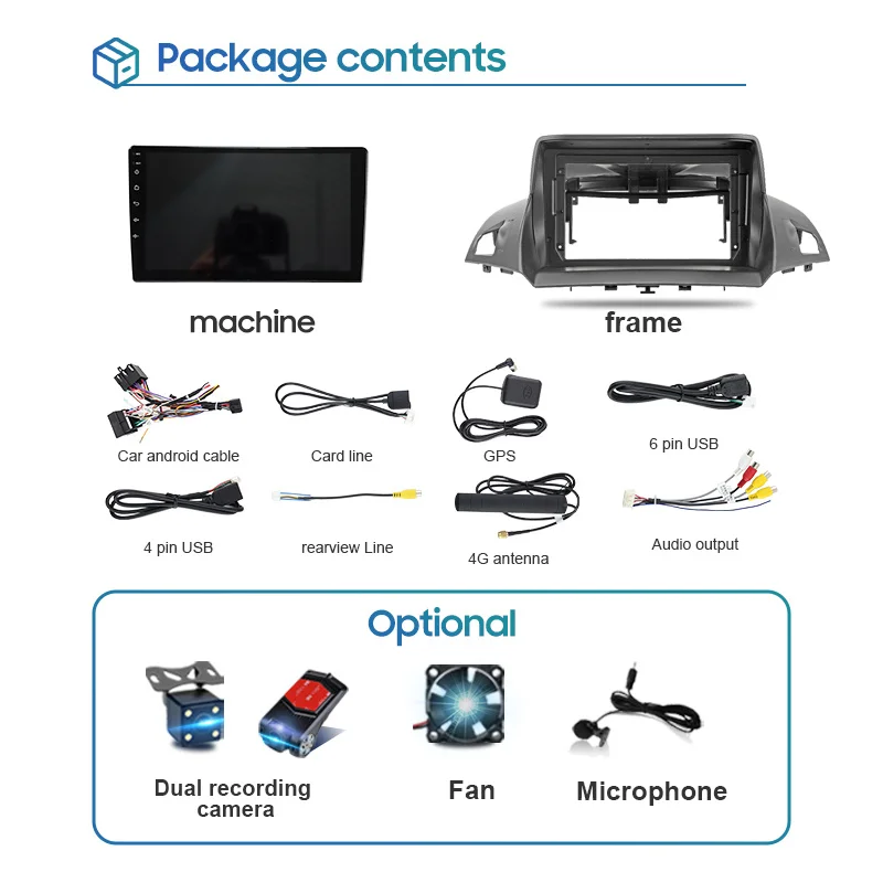 QSZN для Ford C-MAX Kuga 2 Escape 3 12-19 2din Android 13.0 Автомобильный радиоприемник Мультимедийный