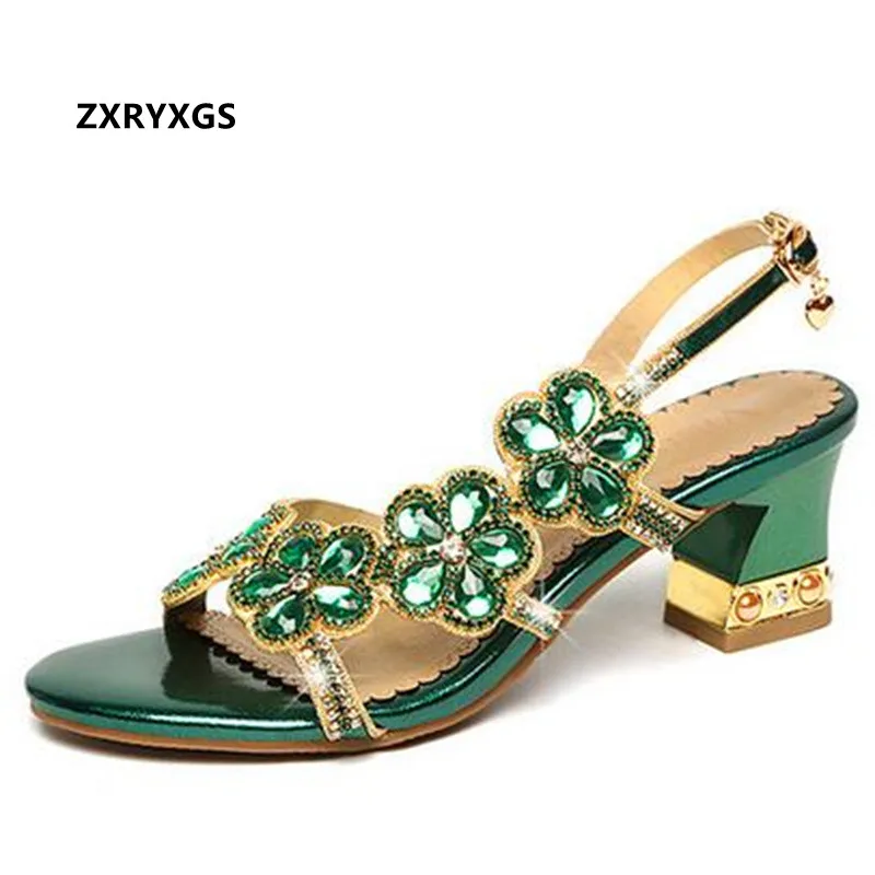 

ZXRYXGS Classic Crystal Summer Banquet Wedding Shoes Fashionable Sandals 2022 New Premium Microfiber Rhinestones Women Sandas