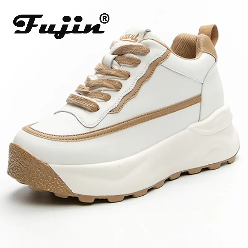 

Fujin 8cm new High Brand Natural Cow Genuine Comfy Casual Shoes Ladies Vulcanize Leather Women Platform Chunky Sneakers Loafers