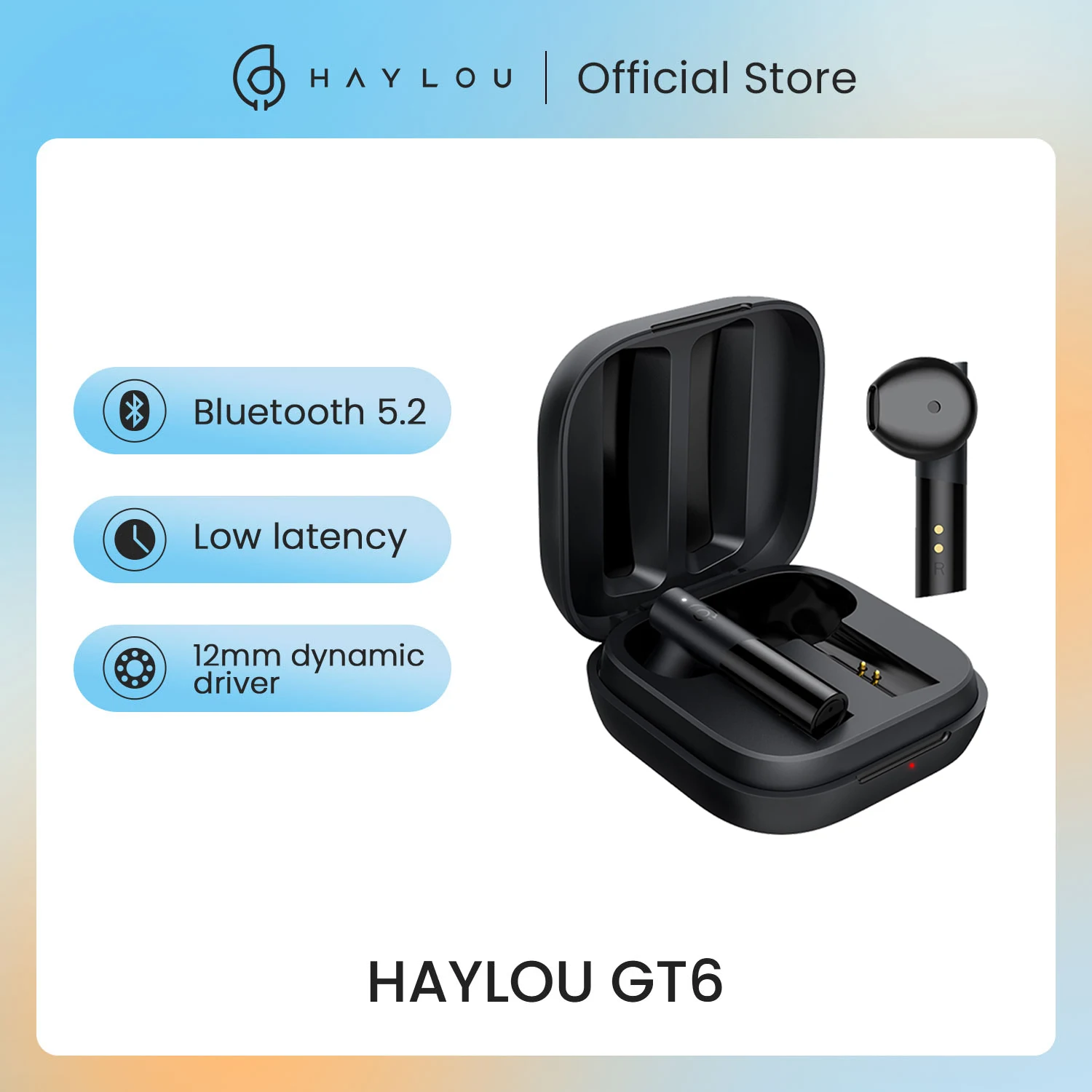 

HAYLOU GT6 True Wireless Headphone TWS Earphone Bluetooth 5.2 Semi in-ear Earbuds AAC Waterproof Headset Low Latency HD Call