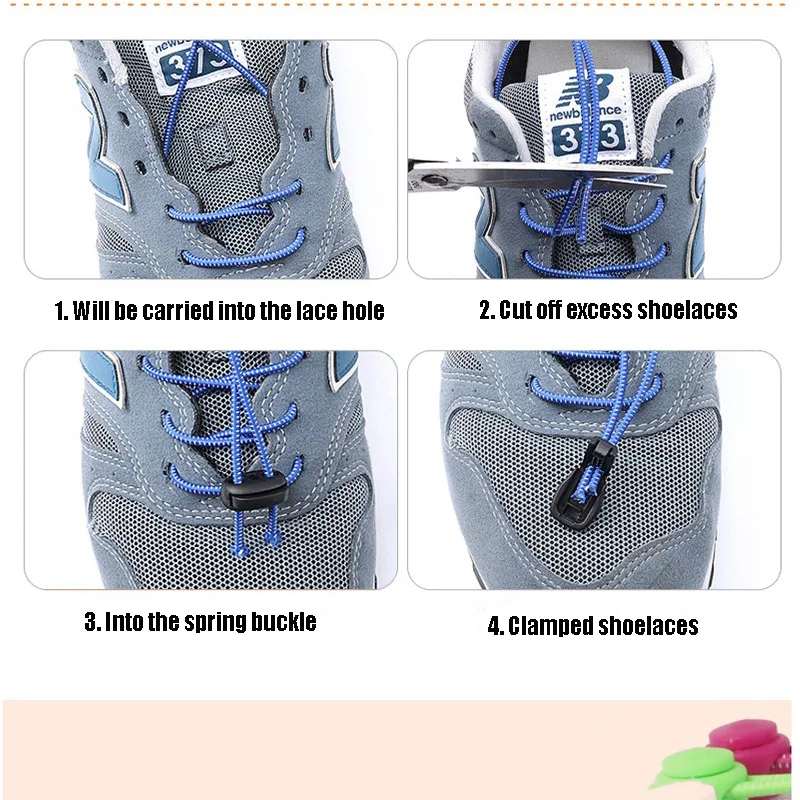 Colorful Sneaker ShoeLaces Elastic No Tie Shoe Laces Stretching Lock Lazy Laces Quick Rubber Shoelace Shoestrings