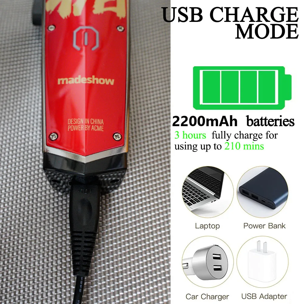 New Madeshow M10 Hair Clipper Hair Trimmer for Men Professional 7000RPM Rechargeable Hair Cutting Machine Finishing Haircut