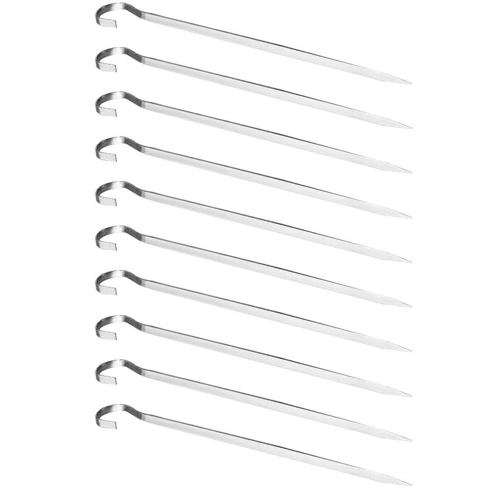 

10 Pcs BBQ Hook Camping Bbq Stainless Steel Skewers Meat Skewers Grilling Skewers 304 Skewer Sticks Kebabs Skewers Skewers