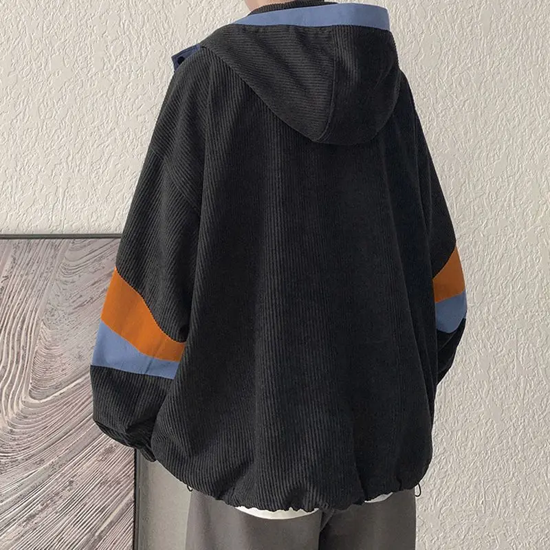 Весна-Осень 2021 мужская куртка кардиган контрастных цветов вельветовое пальто с