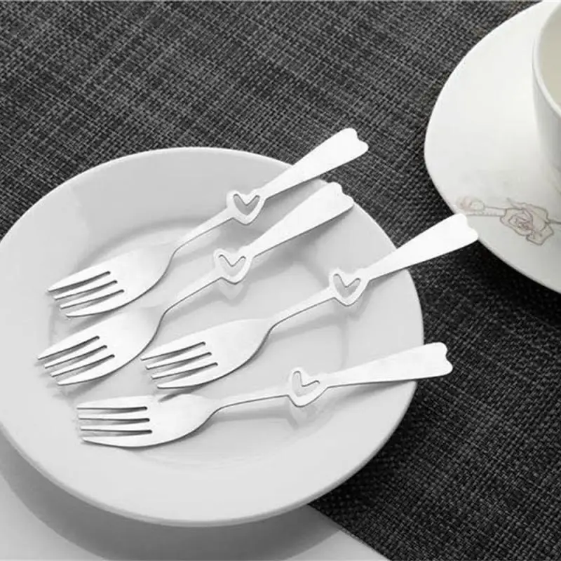 

Silver Stainless Steel Fork Spoon Heart-shaped Cutlery Set For Kitchen Dinnerware Knife Fork Spoon Set Tableware Of Dishes